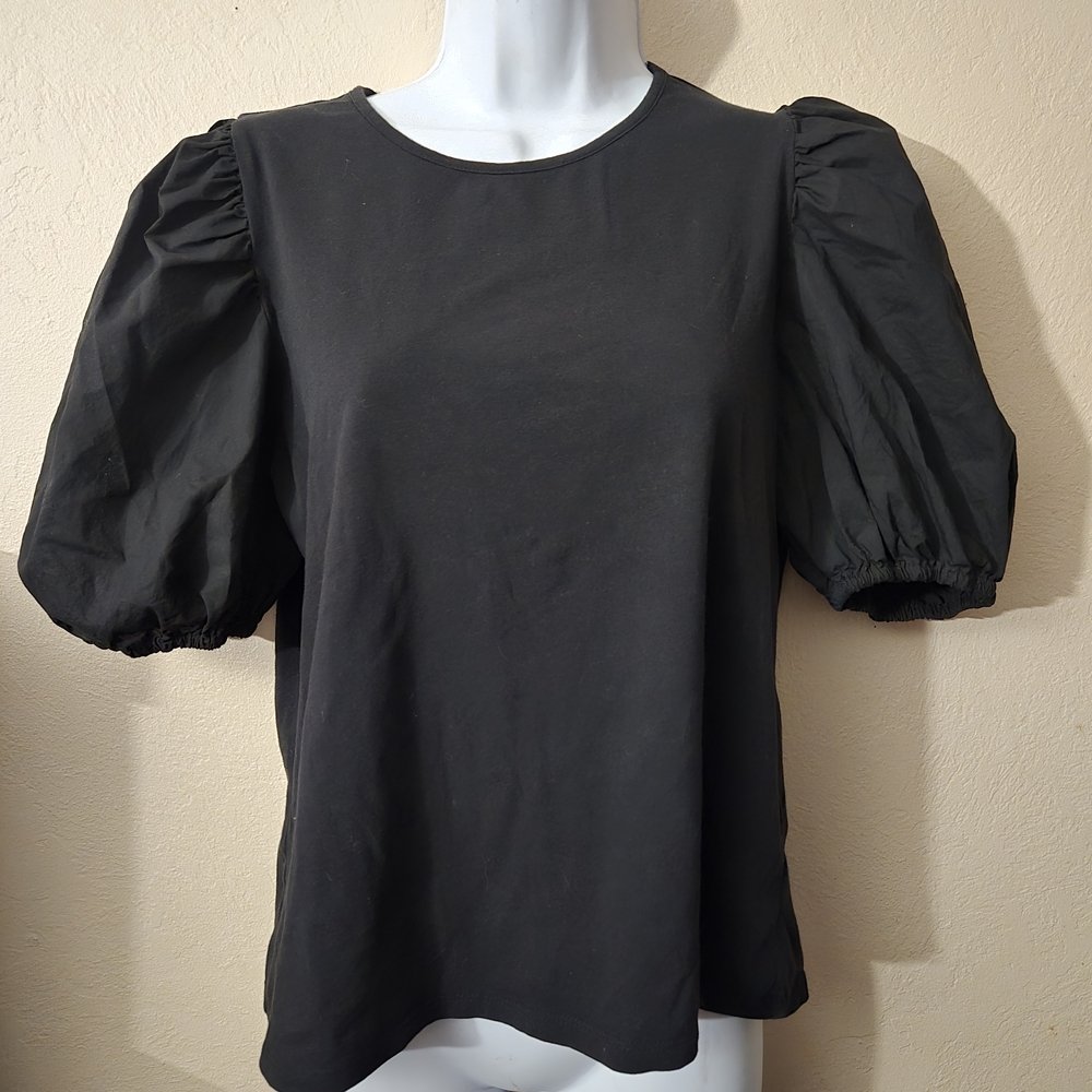 Elegant Black Puff Sleeve Top